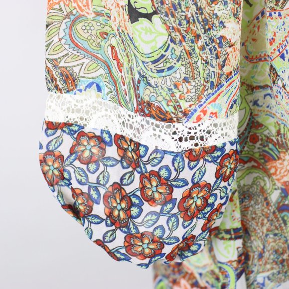 Figueroa & Flower Womens Small Paisley Sheer Blouse Top - Picture 4 of 5